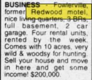 Redwood Motel - Oct 1998 For Sale Again